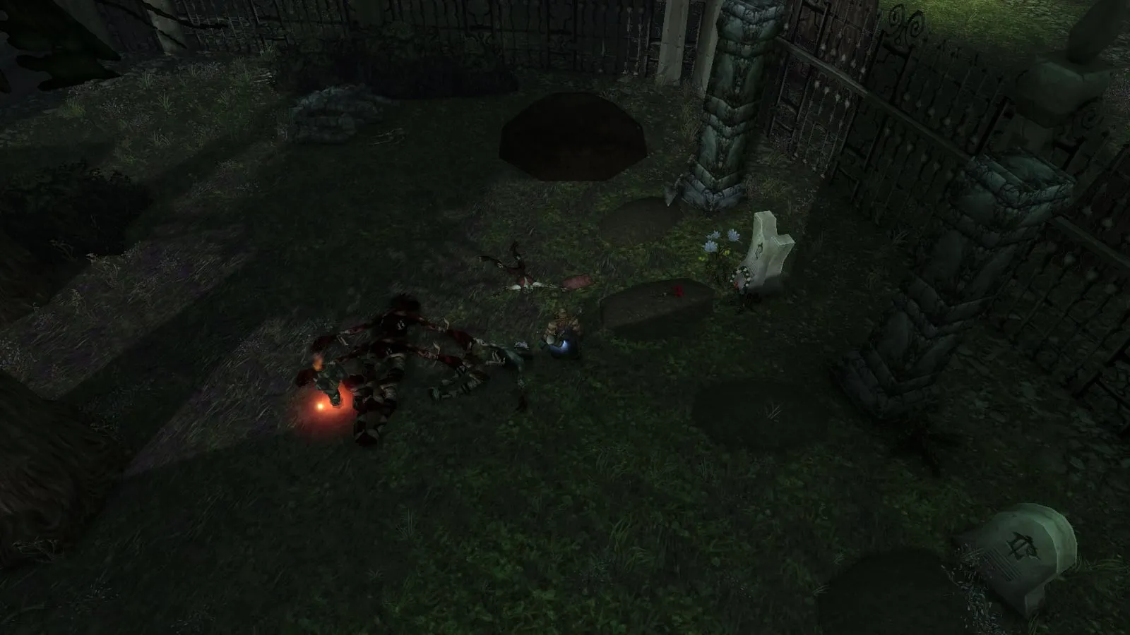 The body of Edward Heartweaver in the graveyard near Rath’mael, a screenshot from the beta of World of Warcraft: Forever
