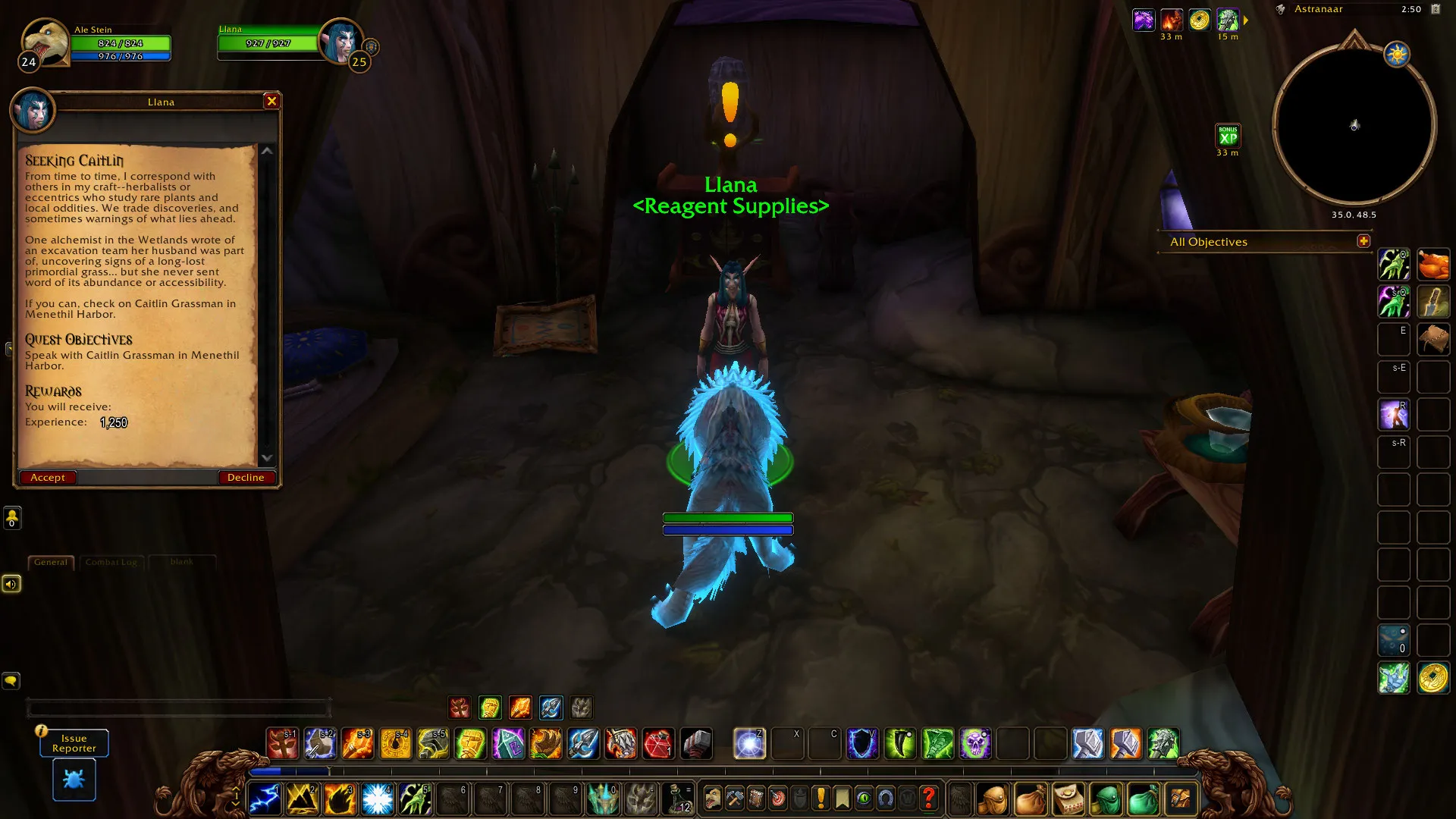 Llana, the reagent vendor in Astranaar, a screenshot from the beta of World of Warcraft: Forever