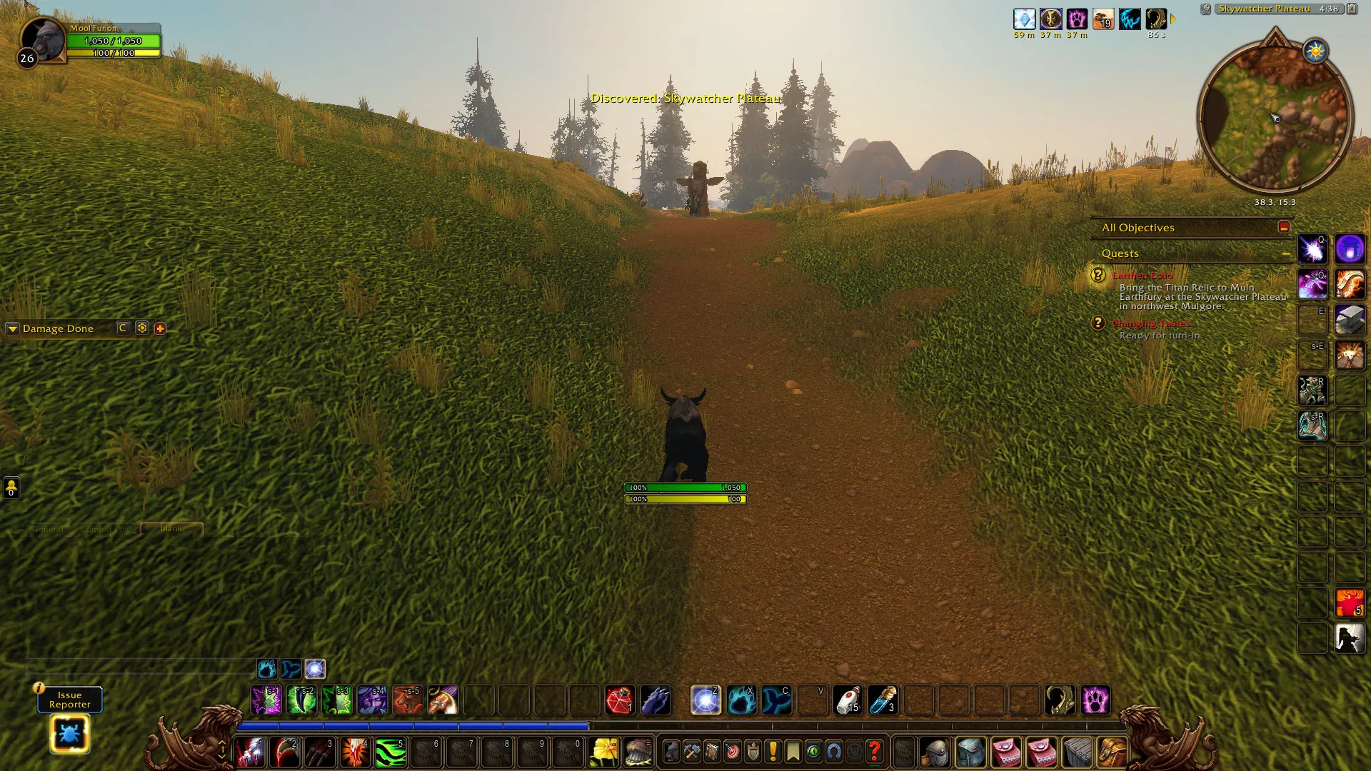 A grassy pass leading up to the Skywatcher Plateau, a screenshot from the beta of World of Warcraft: Forever