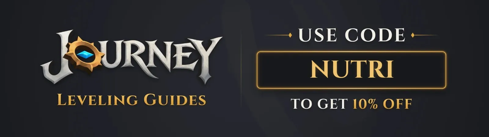 Banner van de levelgidsen van Journey: gebruik de code NUTRI voor 10% korting