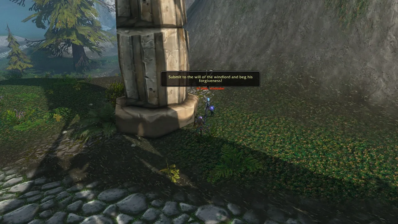 An Al’Aketh Ambusher along the road, a screenshot from the World of Warcraft: Forever beta