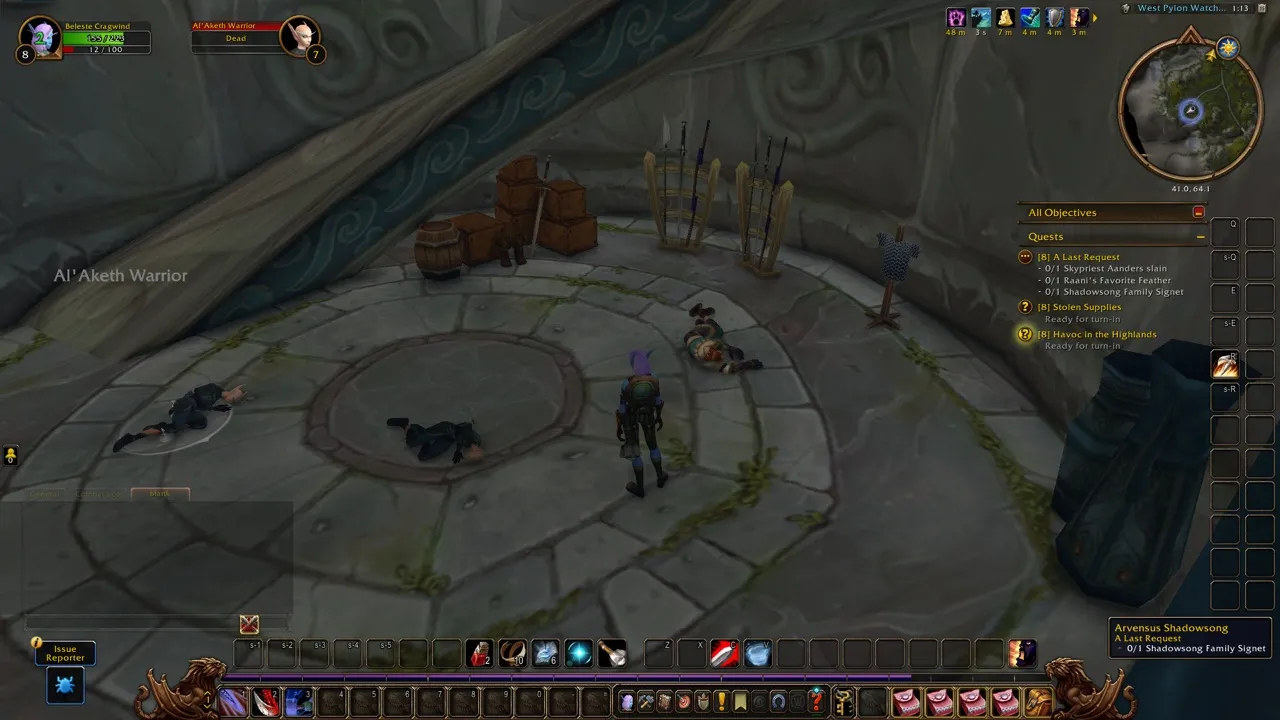 Arvensus Shadowsong in the watchtower, a screenshot from the World of Warcraft: Forever beta
