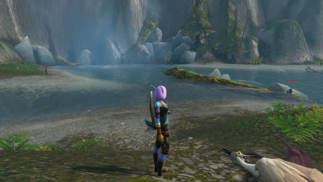 The Bandit Hideout behind the waterfall, a screenshot from the World of Warcraft: Forever beta