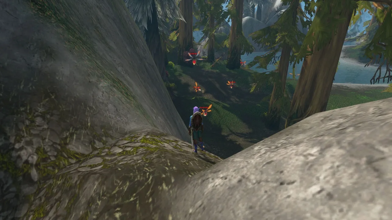 The Cirrusfly Queen in her nook, a screenshot from the World of Warcraft: Forever beta