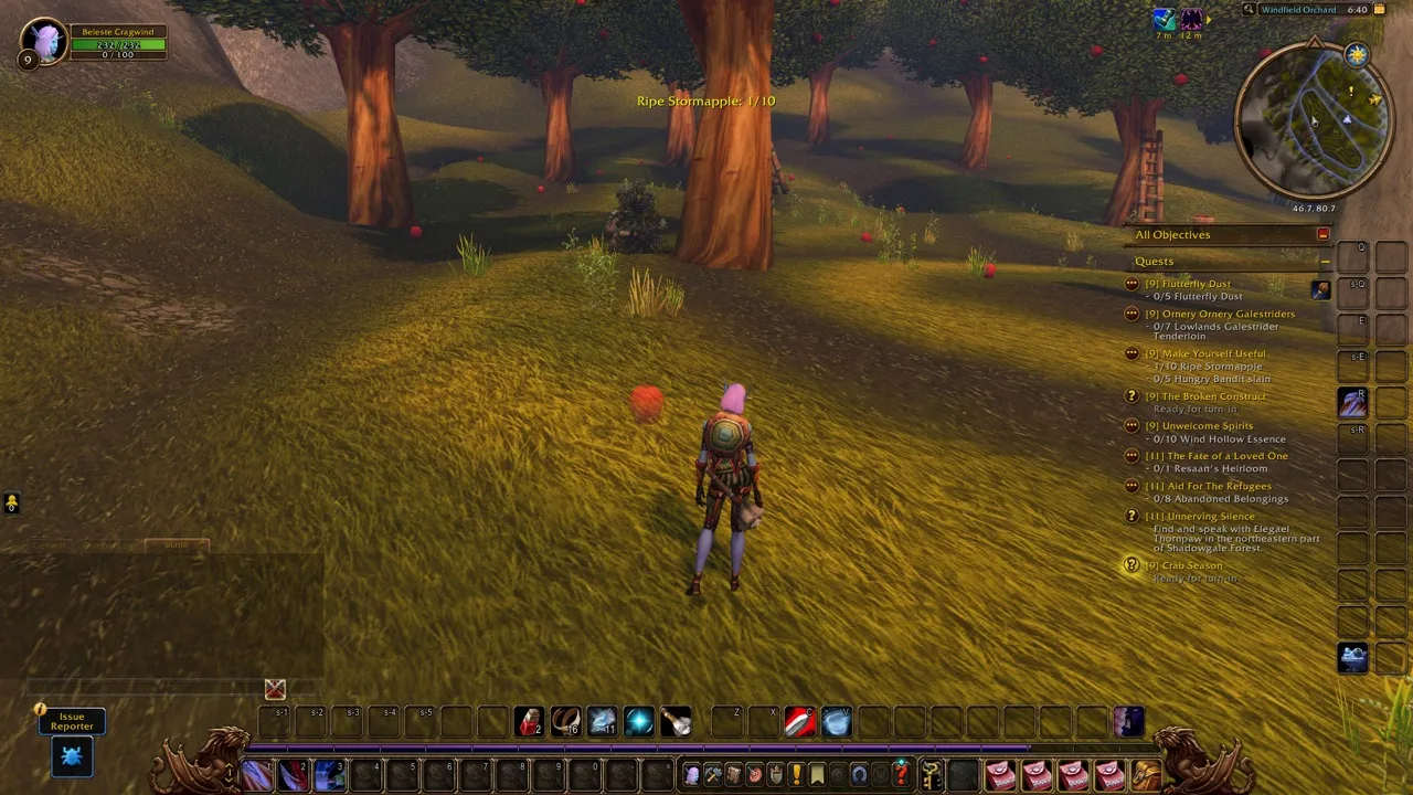Ripe Stormapples on the ground, a screenshot from the World of Warcraft: Forever beta