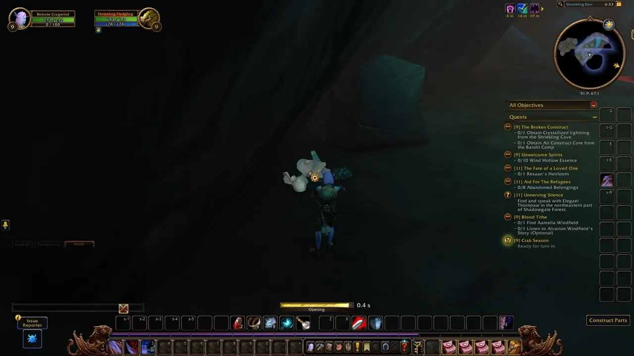 Construct Parts in the Shriekling Den, a screenshot from the World of Warcraft: Forever beta