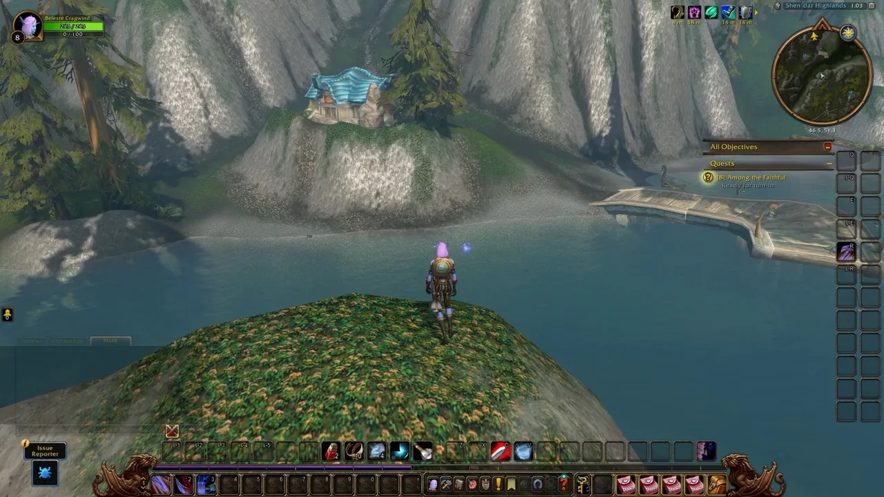The shortcut over the river from Falaath to Shen’dar, a screenshot from the World of Warcraft: Forever beta