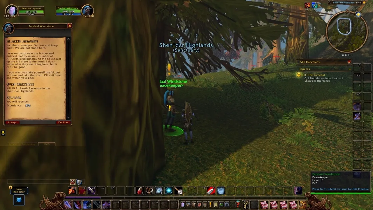 Fendaal Windstone on the way to the house, a screenshot from the World of Warcraft: Forever beta