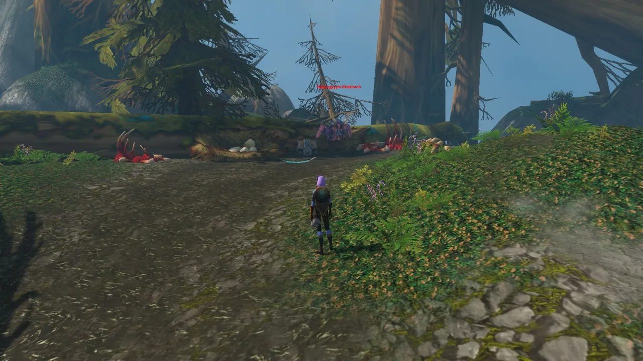The Hippogryph Matriarch in her nest, a screenshot from the World of Warcraft: Forever beta