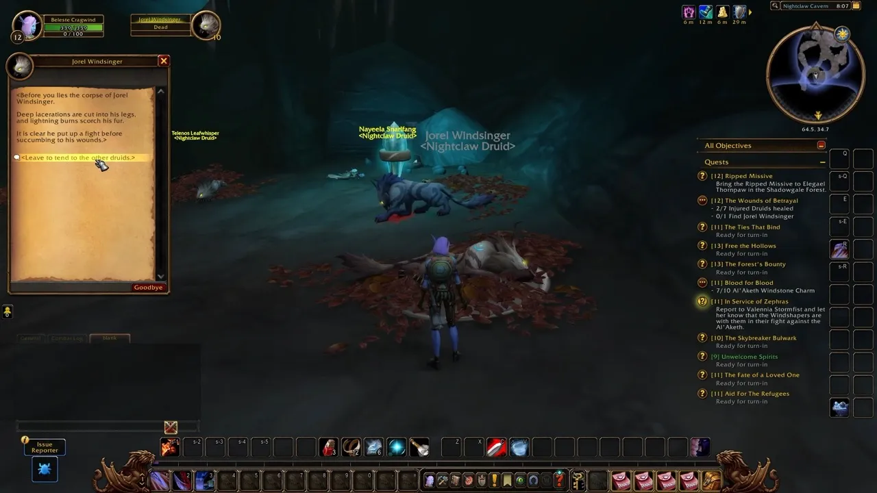 Jorel Windsinger with Nayeela and Telenos on the right path, a screenshot from the World of Warcraft: Forever beta