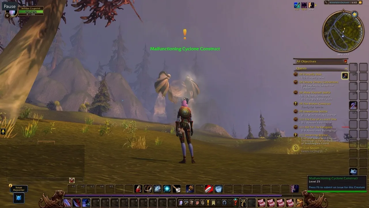 The Malfunctioning Cyclone Construct, a screenshot from the World of Warcraft: Forever beta