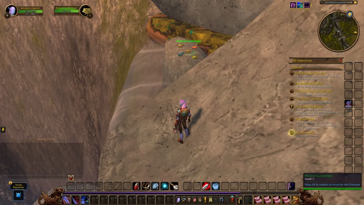 The rock with Musical Gustjumpers seen from the river, a screenshot from the World of Warcraft: Forever beta