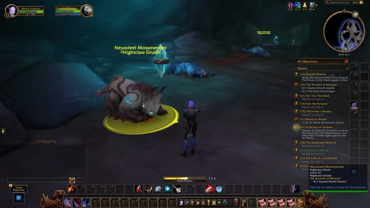 Neyasteel Mossmender and Bryaes Galechaser on the left path, a screenshot from the World of Warcraft: Forever beta