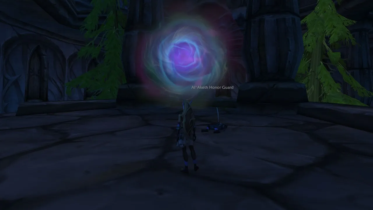 The portal next to Valennia, a screenshot from the World of Warcraft: Forever beta
