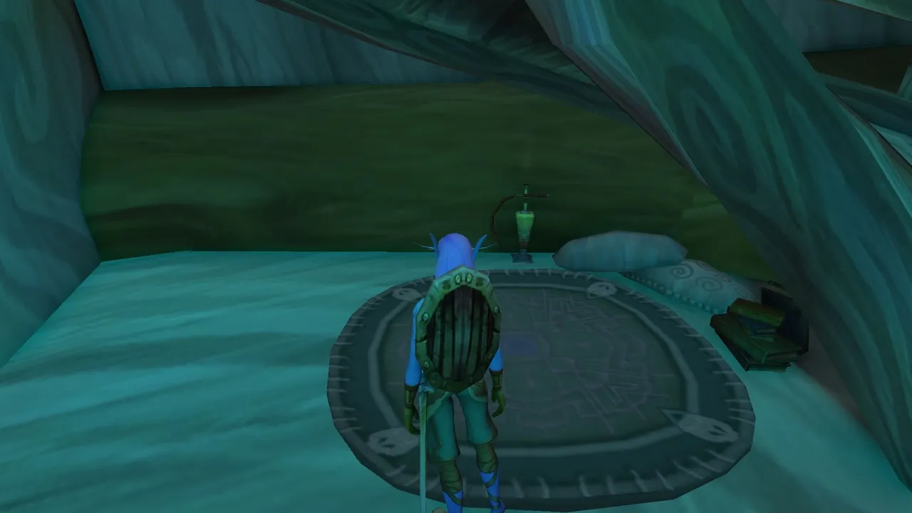 Inside a tree house in Thendal Village, a screenshot from the World of Warcraft: Forever beta