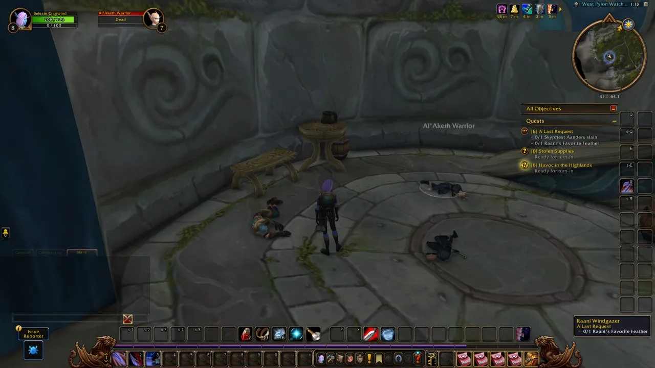 Raani Windgazer in the watchtower, a screenshot from the World of Warcraft: Forever beta