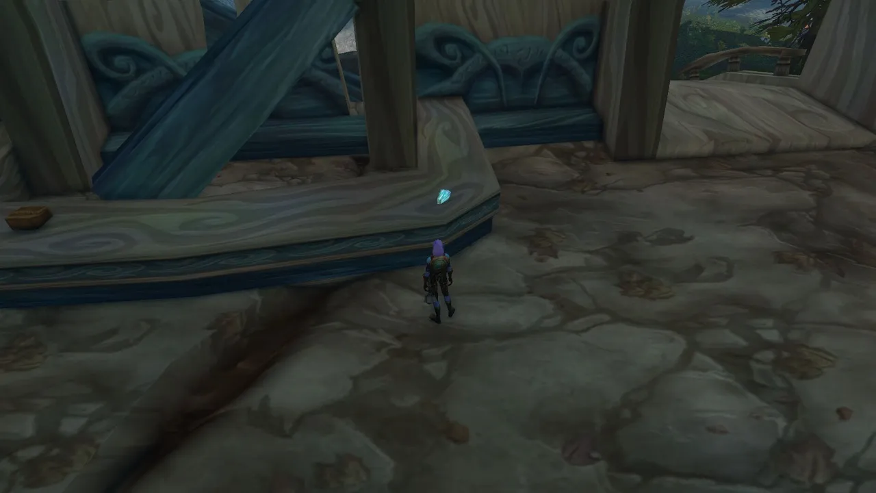 The recording crystal on the bar counter, a screenshot from the World of Warcraft: Forever beta