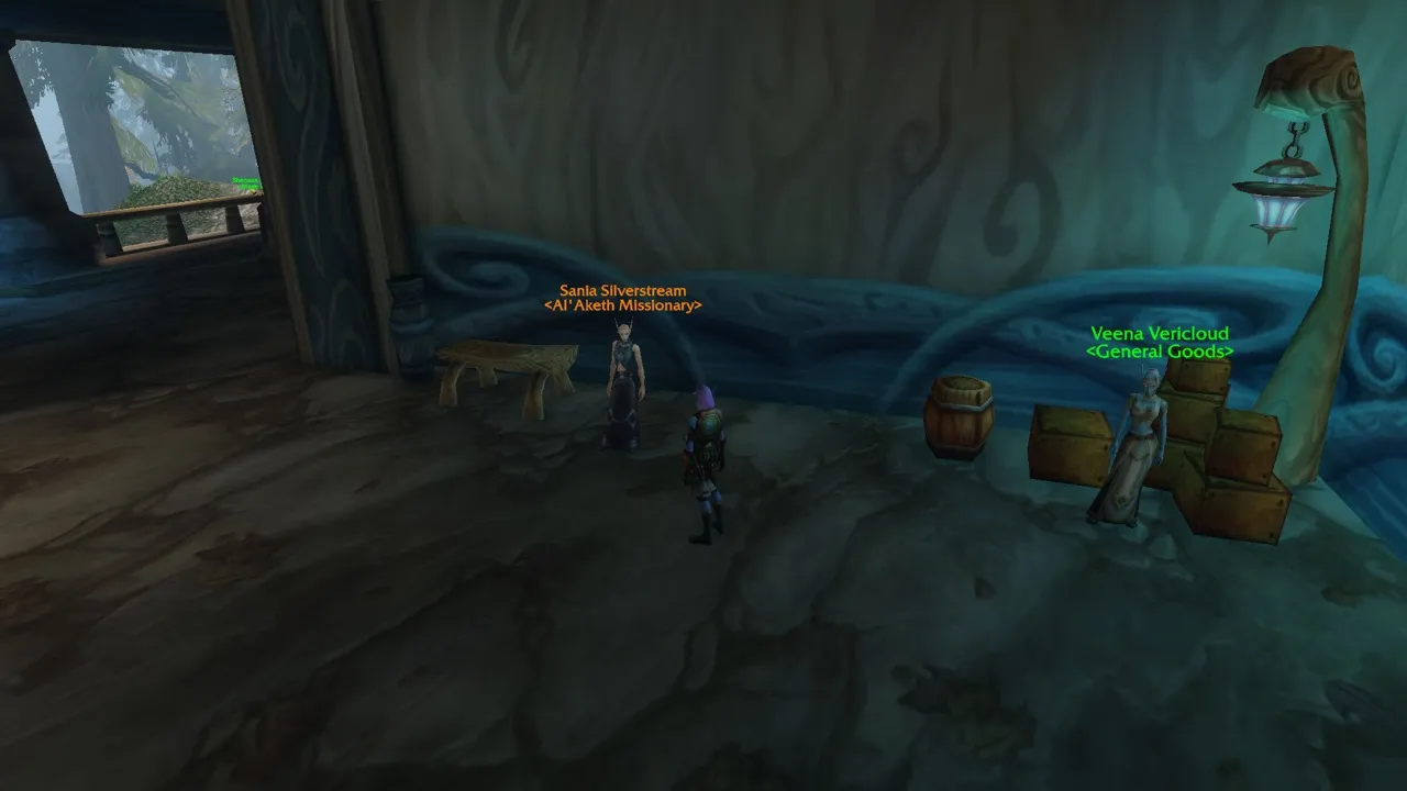 Sania Silverstream in Shen’dar Village, a screenshot from the World of Warcraft: Forever beta