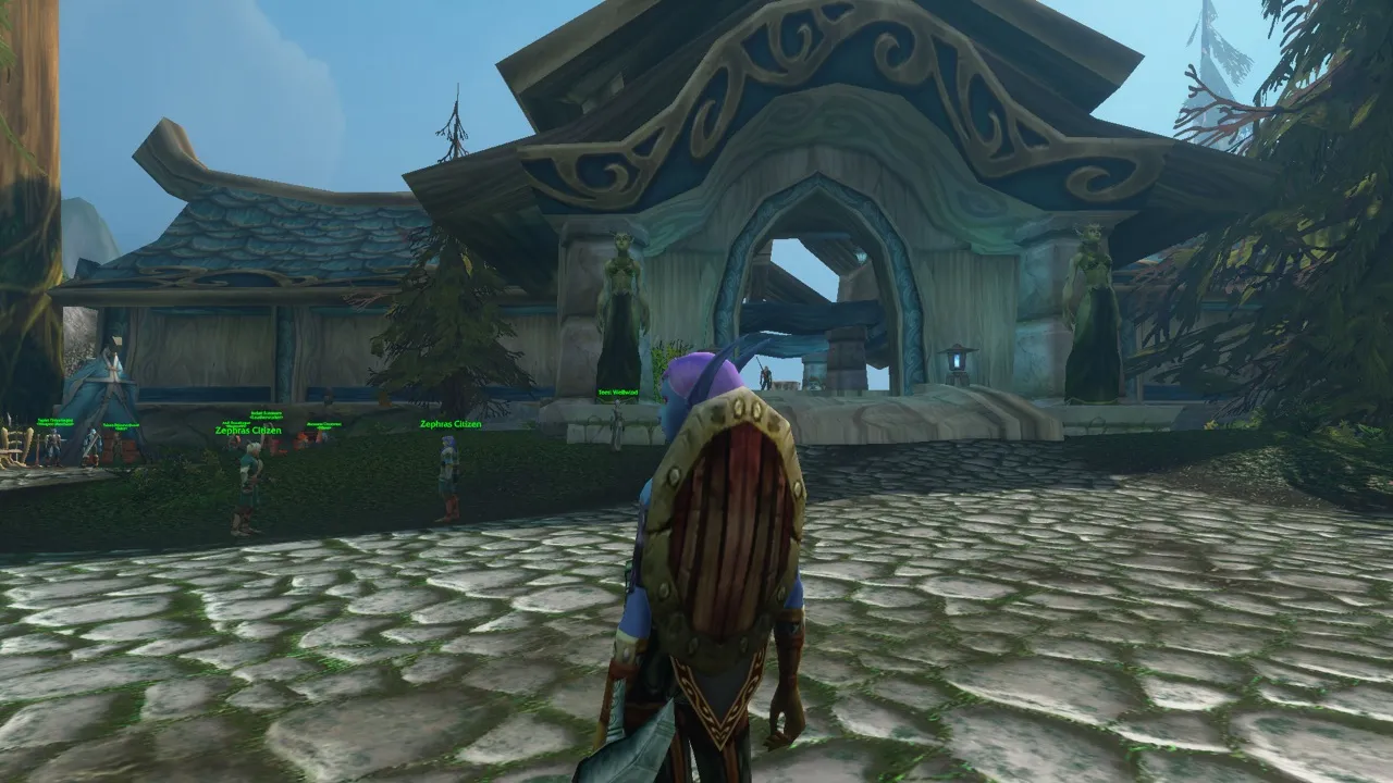 The hall of Shen’dar Village, a screenshot from the World of Warcraft: Forever beta