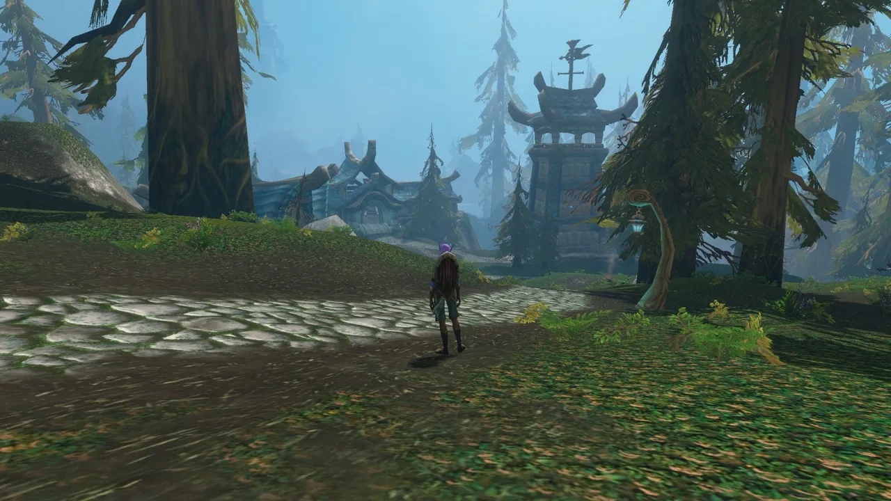 Shen’dar Village from the road, a screenshot from the World of Warcraft: Forever beta