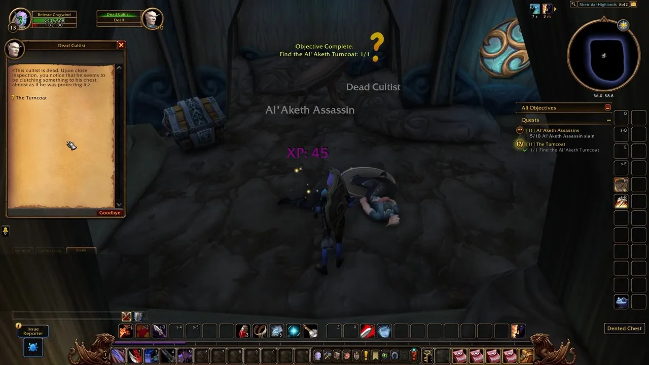 The dead Al’Aketh Turncoat, a screenshot from the World of Warcraft: Forever beta
