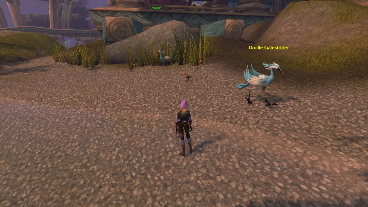 A Docile Galestrider in Valanaar, a screenshot from the World of Warcraft: Forever beta