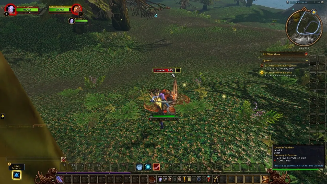 A Vuldren, a fox with wings, in Thendal Grove, a screenshot from the World of Warcraft: Forever beta