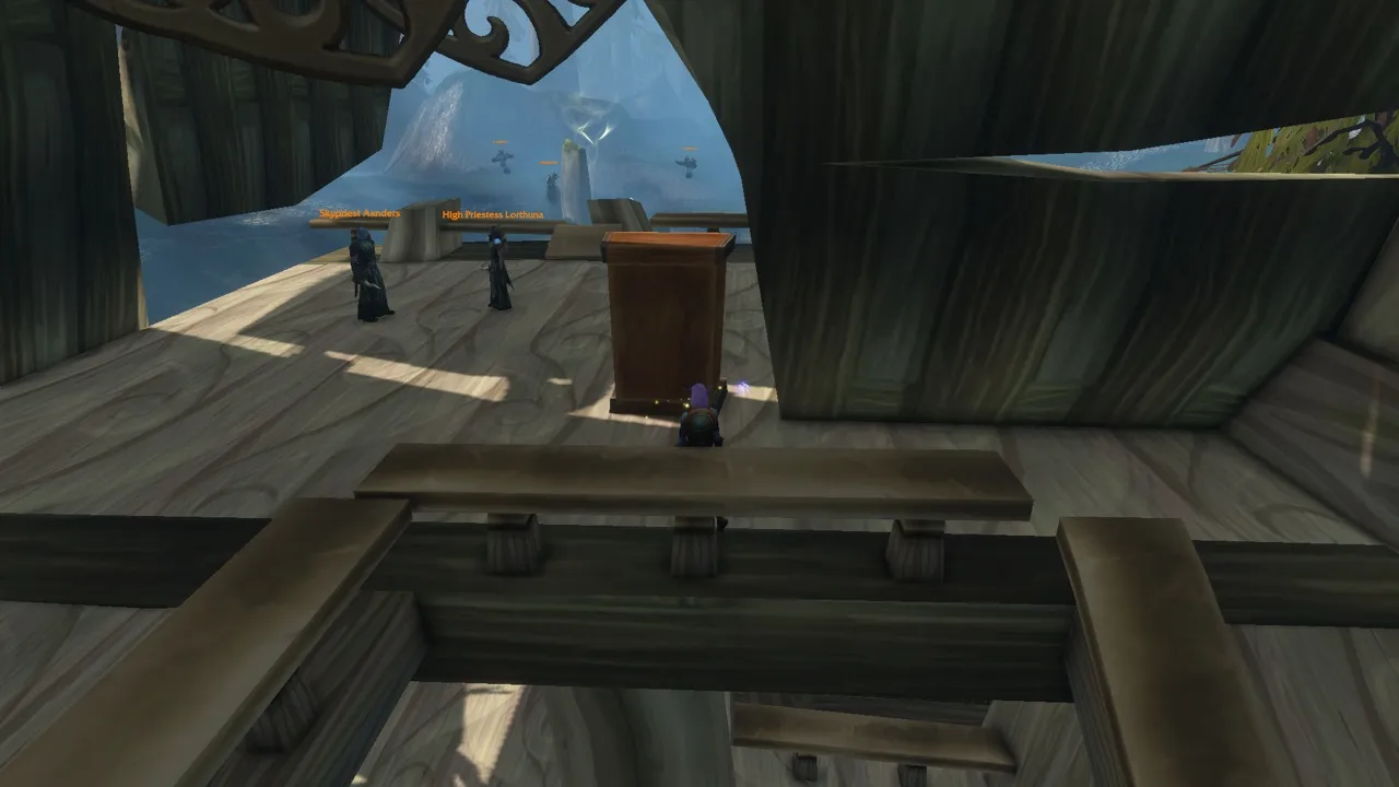 The Wardrobe for eavesdropping in Falaath Village, a screenshot from the World of Warcraft: Forever beta