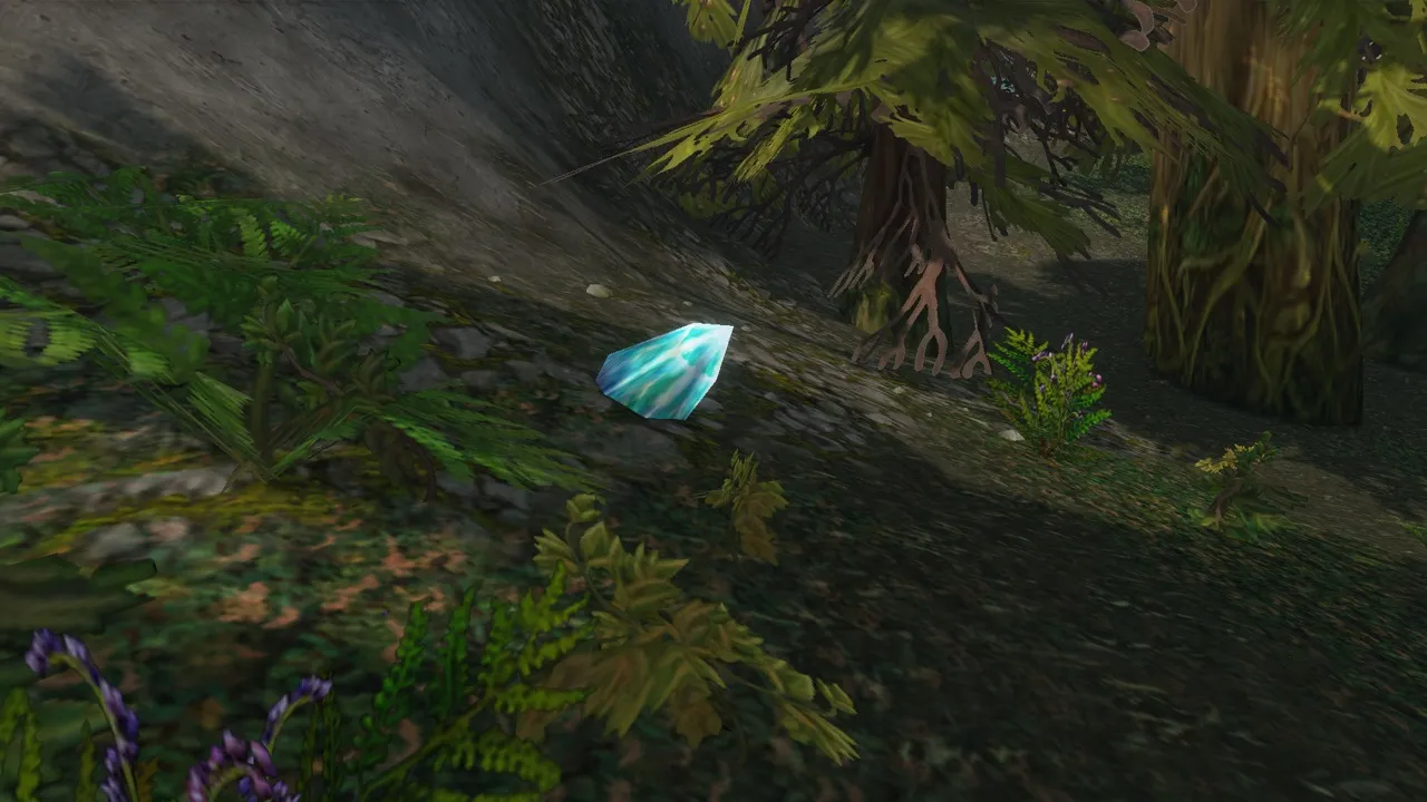 A Windstone in the grass, a screenshot from the World of Warcraft: Forever beta