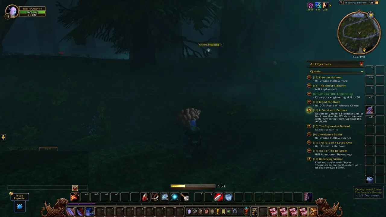 A Zephyrseed cone on the ground, a screenshot from the World of Warcraft: Forever beta