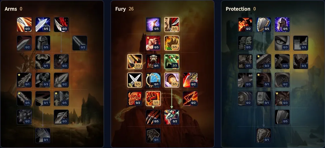 De Fury Warrior-build voor level 30 in onze talentcalculator