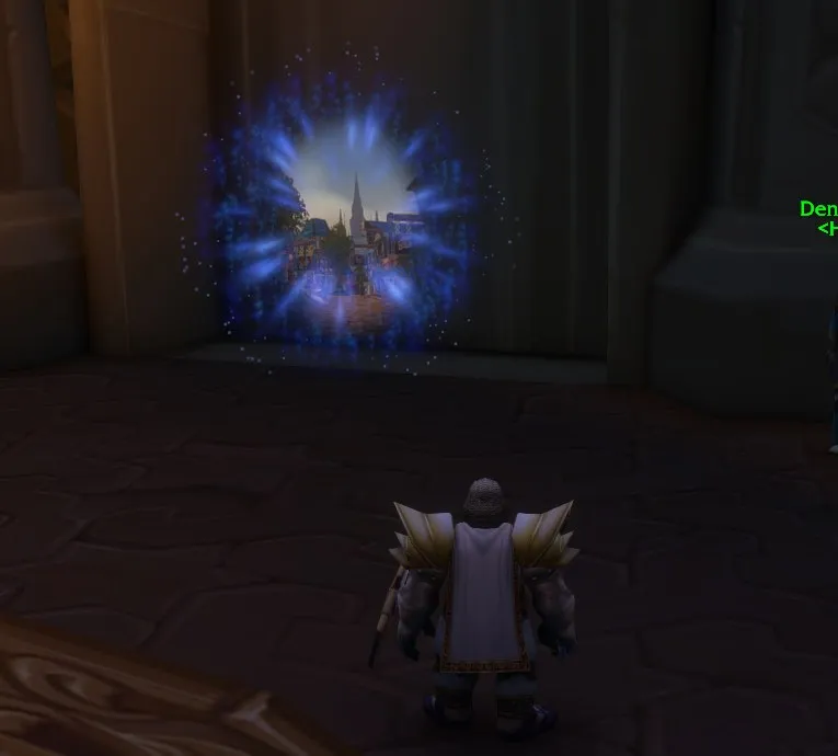 Das Portal von Dalaran nach Stormwind neben Denaaris Stargale vom High Order, ein Screenshot aus der Beta von World of Warcraft: Forever