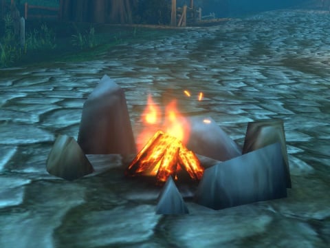 The Basic Campfire, a fire inside a ring of stones