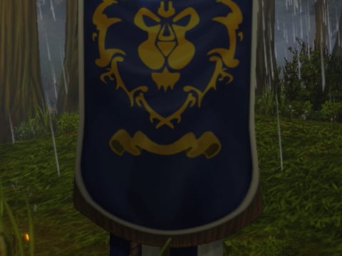 The Faction Banner of the Alliance, a blue banner with a golden lion