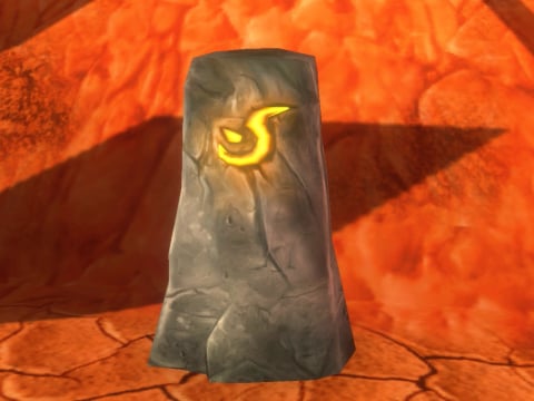 The Lodestone, a standing stone with a glowing rune