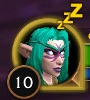 A Night Elf portrait at level 10 with the ZZZ of a rested area, a screenshot from the beta of World of Warcraft: Forever